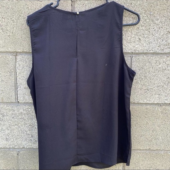 Black Ruffle Sheer Tank Top Blouse L - Picture 2 of 5
